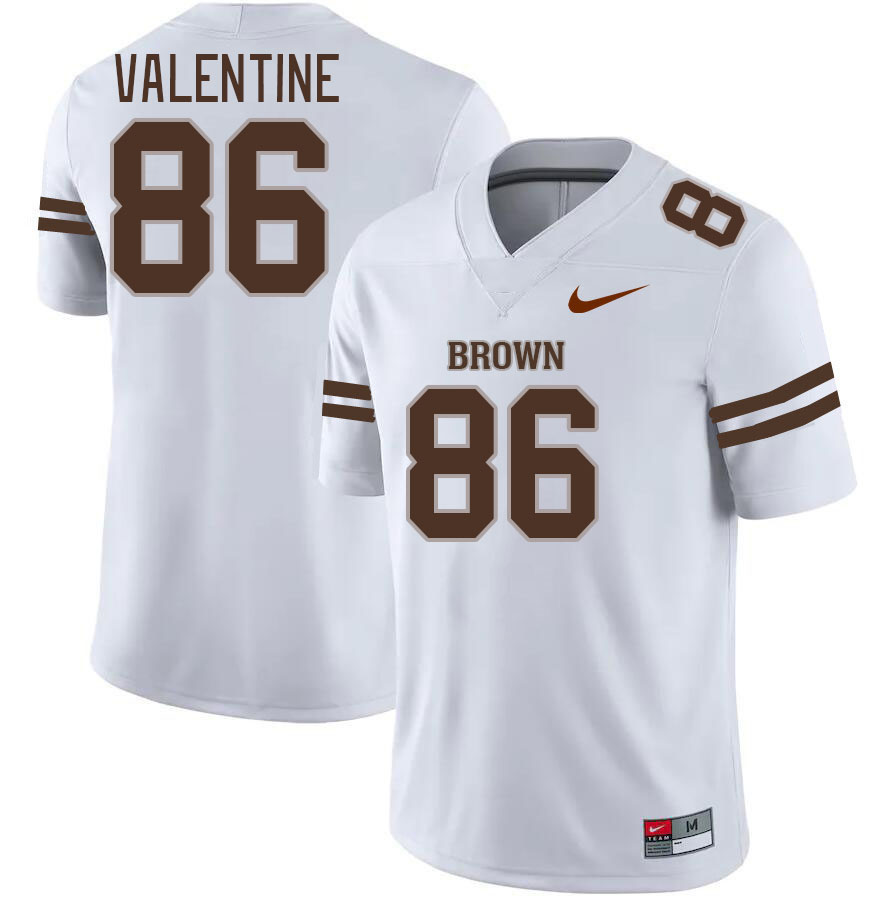 Men-Youth #86 Garrett Valentine 2023 Brown Bears College Football Jerseys Stitched-White